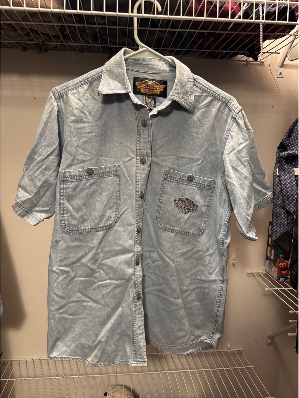 Harley-Davidson Women's Medium Light Blue Denim Button-Up Sh